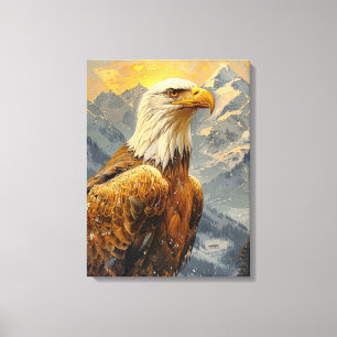 Toile Montagnes d'aquarelle d'aigle chauve