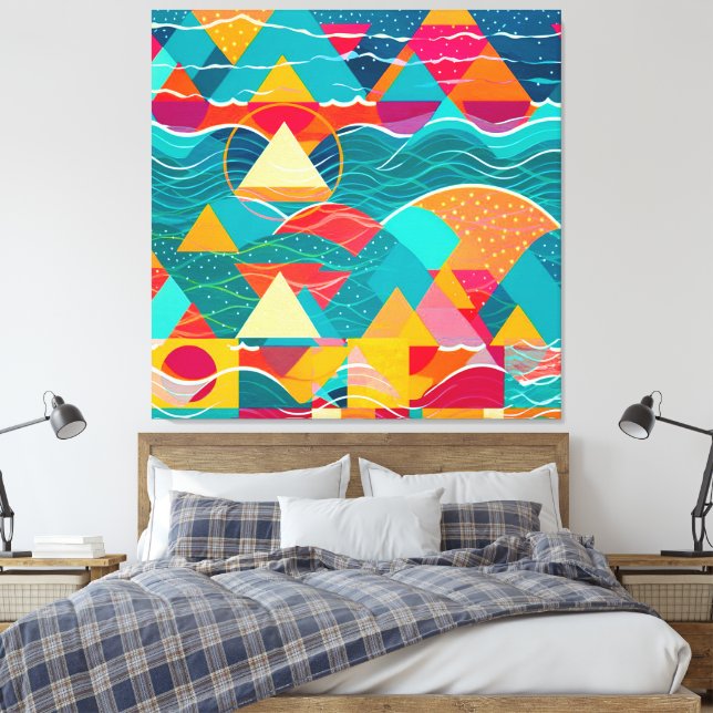 Toile Montagnes et rivière abstraites (Insitu(Chambre))