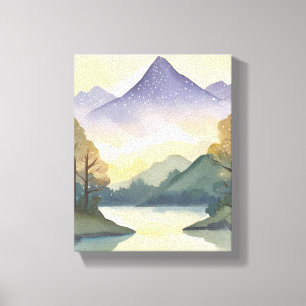 Toile Montagnes Mystiques Peinture de Paysage à l'Aqua