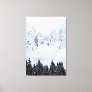 Toile Montagnes neigeuses et forêt d'épinettes