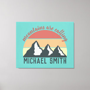 Toile Montagnes pastel vintage appellent monogramme ciel