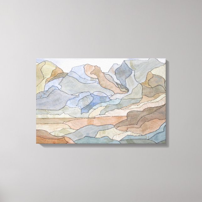 Toile Montagnes Régions Waterline Art Imprimer (Recto)