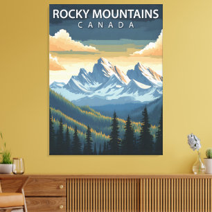 Toile Montagnes Rocheuses – Affiche de voyage vintage du