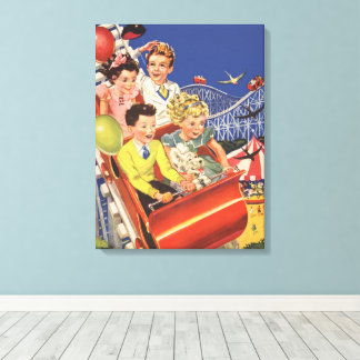 Toile Montagnes Russes pour Enfants avec Ballons Vintage