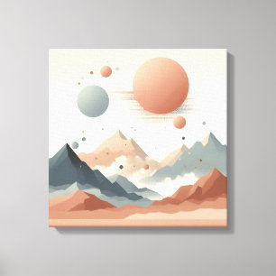 Toile Montagnes Surréalistes Flottantes avec des Orbes S