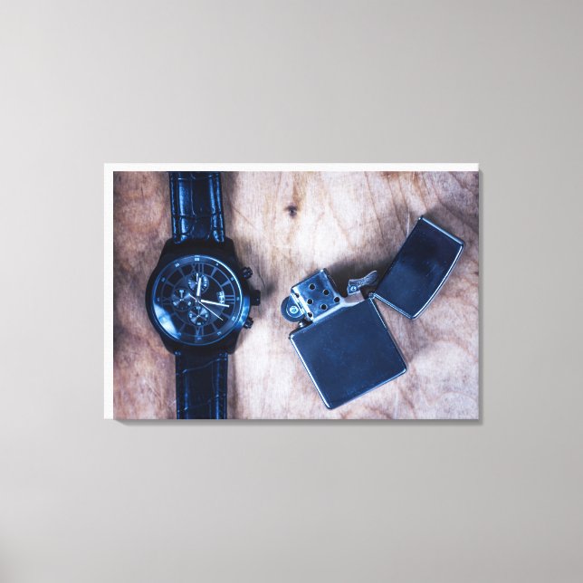Toile montre-bracelet avec briquet (Recto)
