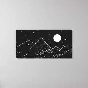 Toile Monts gamme paysage noir et blanc graphique