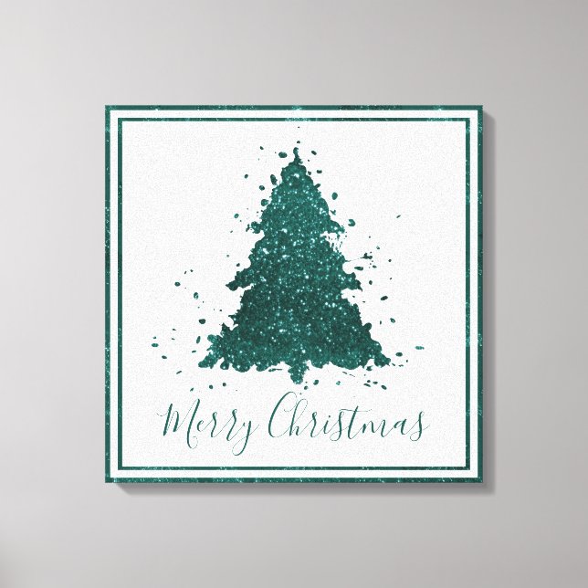 Toile Moody Joyeux Noël | Arbre Turquoise foncé de minui (Recto)
