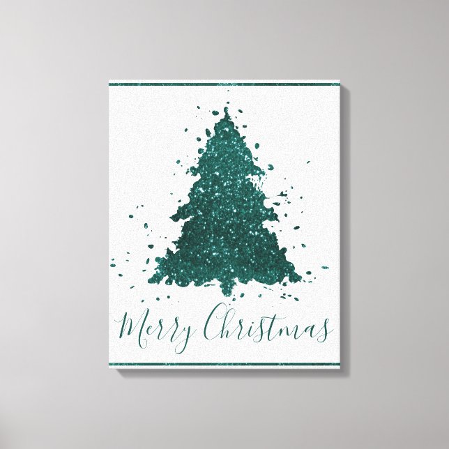 Toile Moody Joyeux Noël | Arbre Turquoise foncé de minui (Recto)