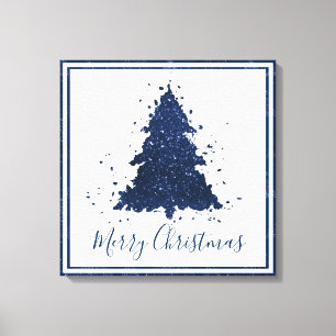Toile Moody Joyeux Noël   Classy Dark Navy Blue Tree