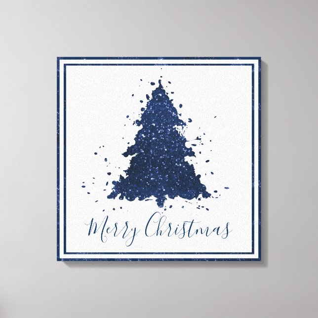 Toile Moody Joyeux Noël | Classy Dark Navy Blue Tree (Recto)