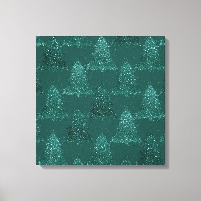 Toile Moody Tree Motif | Noël Turquoise de minuit foncé (Recto)