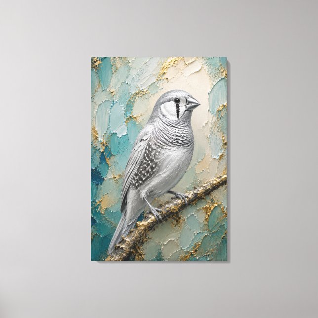 Toile Moonlight Silver Finch – Luxe Metallic Impasto (Recto)