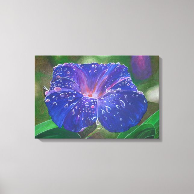Toile Morning Glory (Ipomoea Purpurea) Petals et Dew Dr. (Recto)