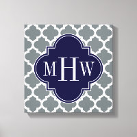 Moroccan Charcoal White #5 Navy 3 Monogram initial