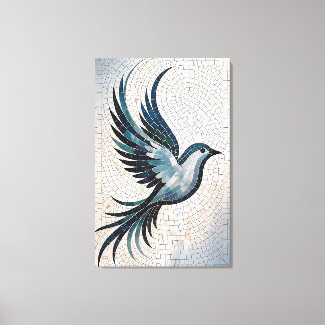 Toile Mosaic de plumes - Oiseau élégant (Recto)