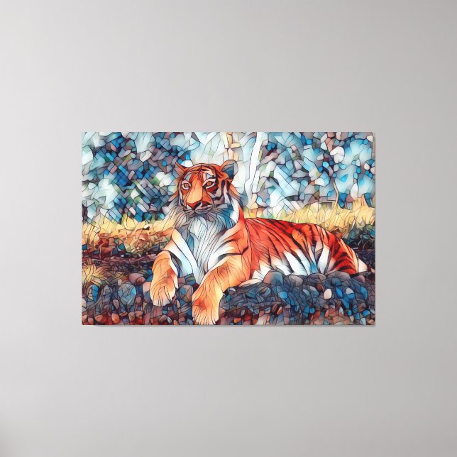 TOILE MOSAIC TIGER STRETCHÉ CANVAS ART IMPRIMER (Recto)