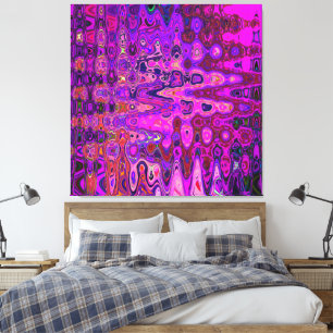 Toile Mosaïque Abstraite Vague Rétro Rose et Violet