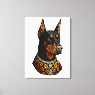 Toile Mosaïque de pierres précieuses Doberman Luxe