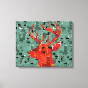 Toile Mosaïque de silhouette de tête de cerf