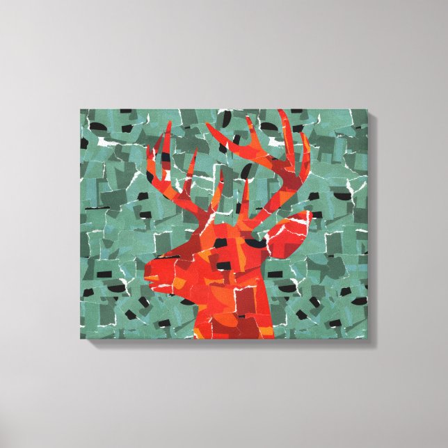 Toile Mosaïque de silhouette de tête de cerf (Recto)