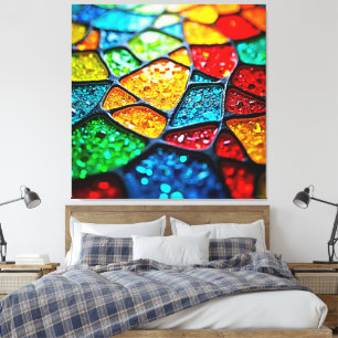 Toile Mosaïque de verre vibrant : Couleurs de joaillerie