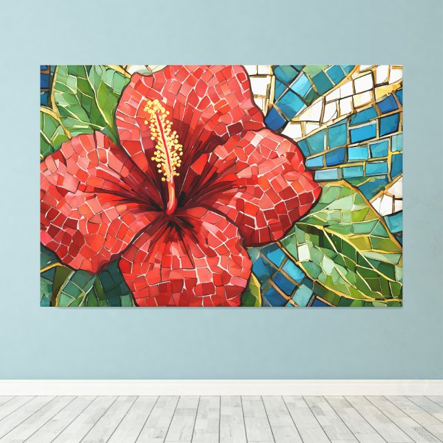 Toile mosaïque d'hibiscus 005 (Insitu (Plancher de Bois))