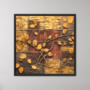 Toile Mosaïque murale avec motif feuille
