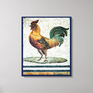 TOILE MOSAÏQUES ROMAINES ANTIQUES / COQ