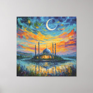 Toile Mosquée Mosquée Crescent Étoiles Peinture
