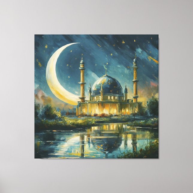 Toile Mosquée musulmane Crescent étoiles peinture (Recto)