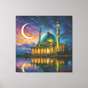 Toile Mosquée musulmane Crescent étoiles peinture