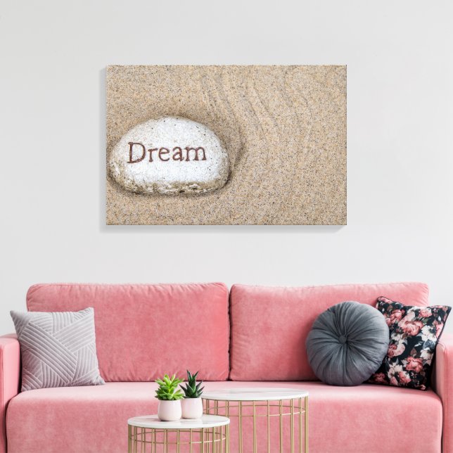 Toile mot Rêve sur rocher de plage (Insitu(Salon))