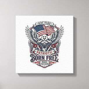 Toile Moteur Aigle Patriotique Biker Route Liberté Patri