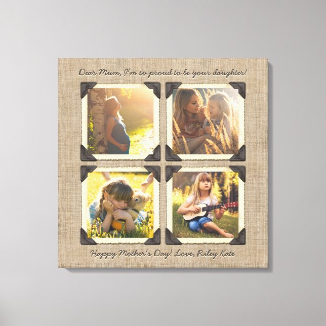 Toile Mother Daughter Personalized Instagram Photo Grid (Recto)
