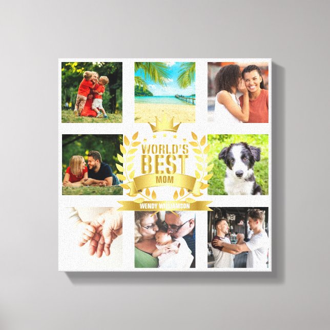 Toile Mothers Day Worlds Best Mom Family Photo Collage (Recto)
