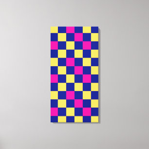 Toile Motif à carreaux bleu jaune rose