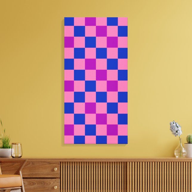 Toile Motif à carreaux bleu rose violet  (Insitu(Salon))