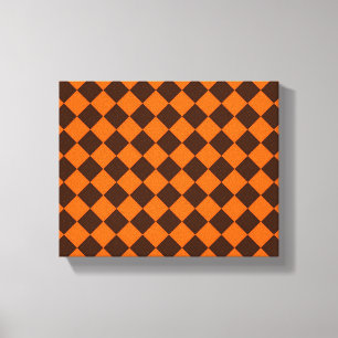Toile Motif à carreaux diamant marron orange