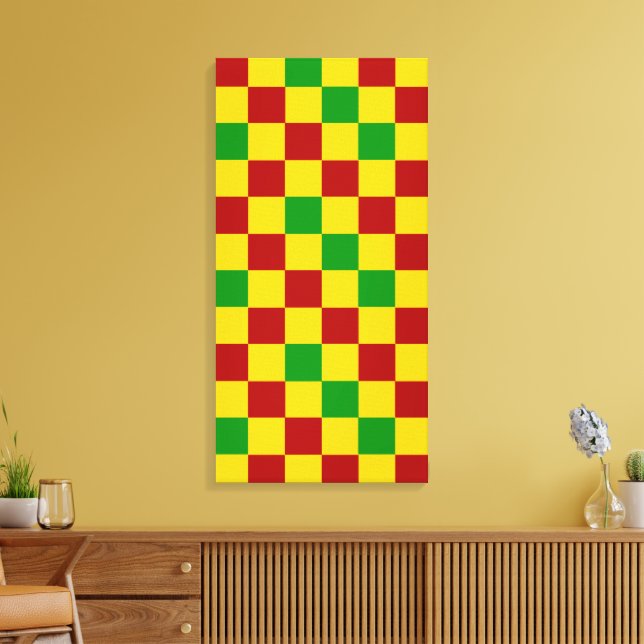 Toile Motif à carreaux rouge jaune vert  (Insitu(Salon))