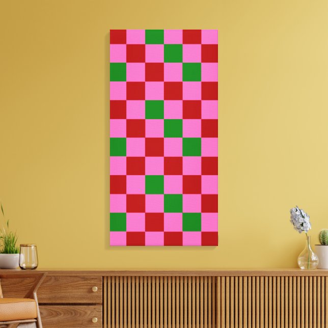 Toile Motif à carreaux rouge rose vert  (Insitu(Salon))