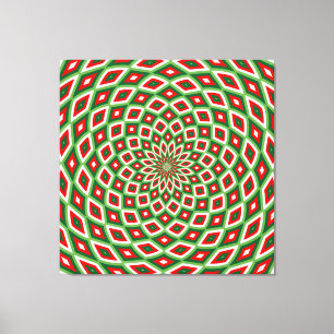 Toile Motif à effet de dôme vert, blanc étoilé et rouge