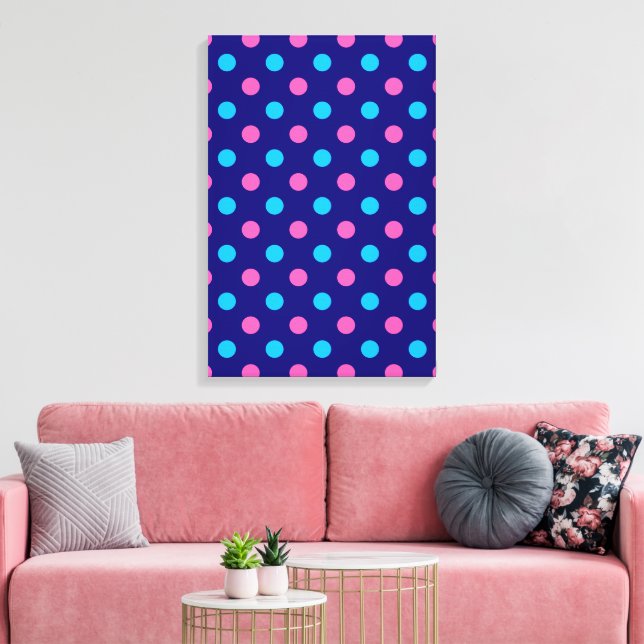 Toile Motif à pois bleu rose cyan (Insitu(Salon))