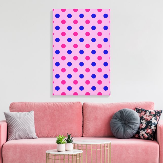 Toile Motif à pois rose bleu rose (Insitu(Salon))