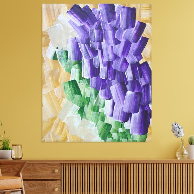 Toile Motif abstrait de coups de pinceau violets et vert (Insitu(Salon))