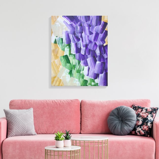 Toile Motif abstrait de coups de pinceau violets et vert (Insitu(Salon))
