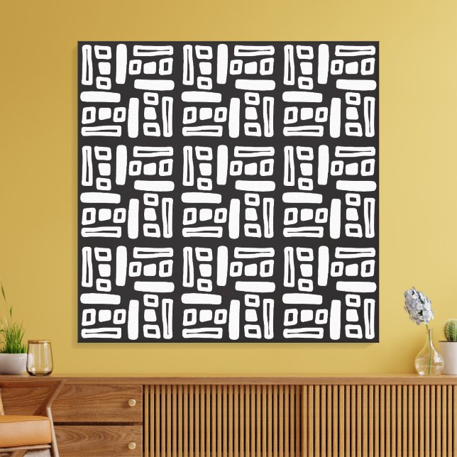 Toile Motif Abstrait Élégant Noir & Blanc (Insitu(Salon))