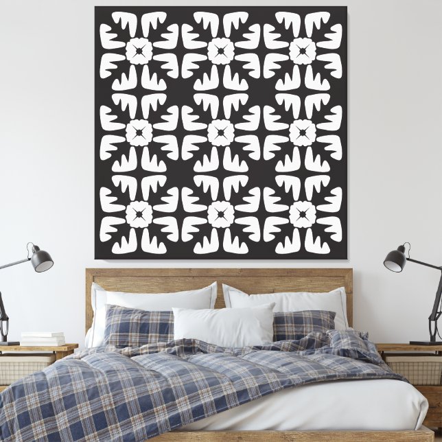 Toile Motif Abstrait Élégant Noir & Blanc (Insitu(Chambre))