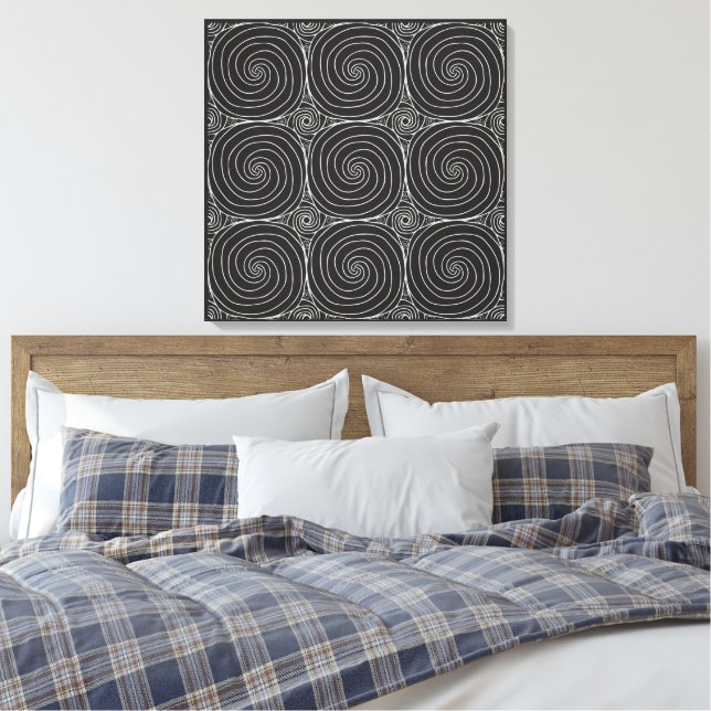 Toile Motif Abstrait Élégant Noir & Blanc (Insitu(Chambre))