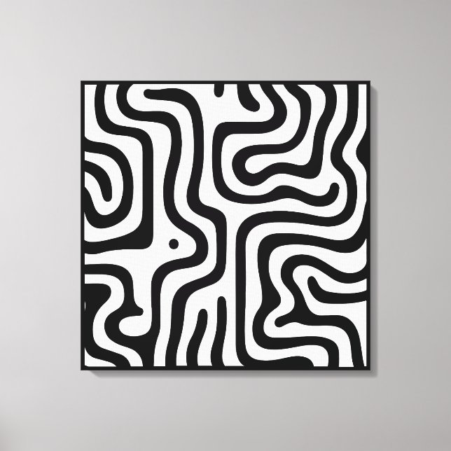 Toile Motif Abstrait Élégant Noir et Blanc (Recto)